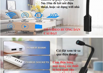 Camera quay lén tại Thủ Đức, camera mini tích hợp mic ghi âm kết nối qua điện thoại
